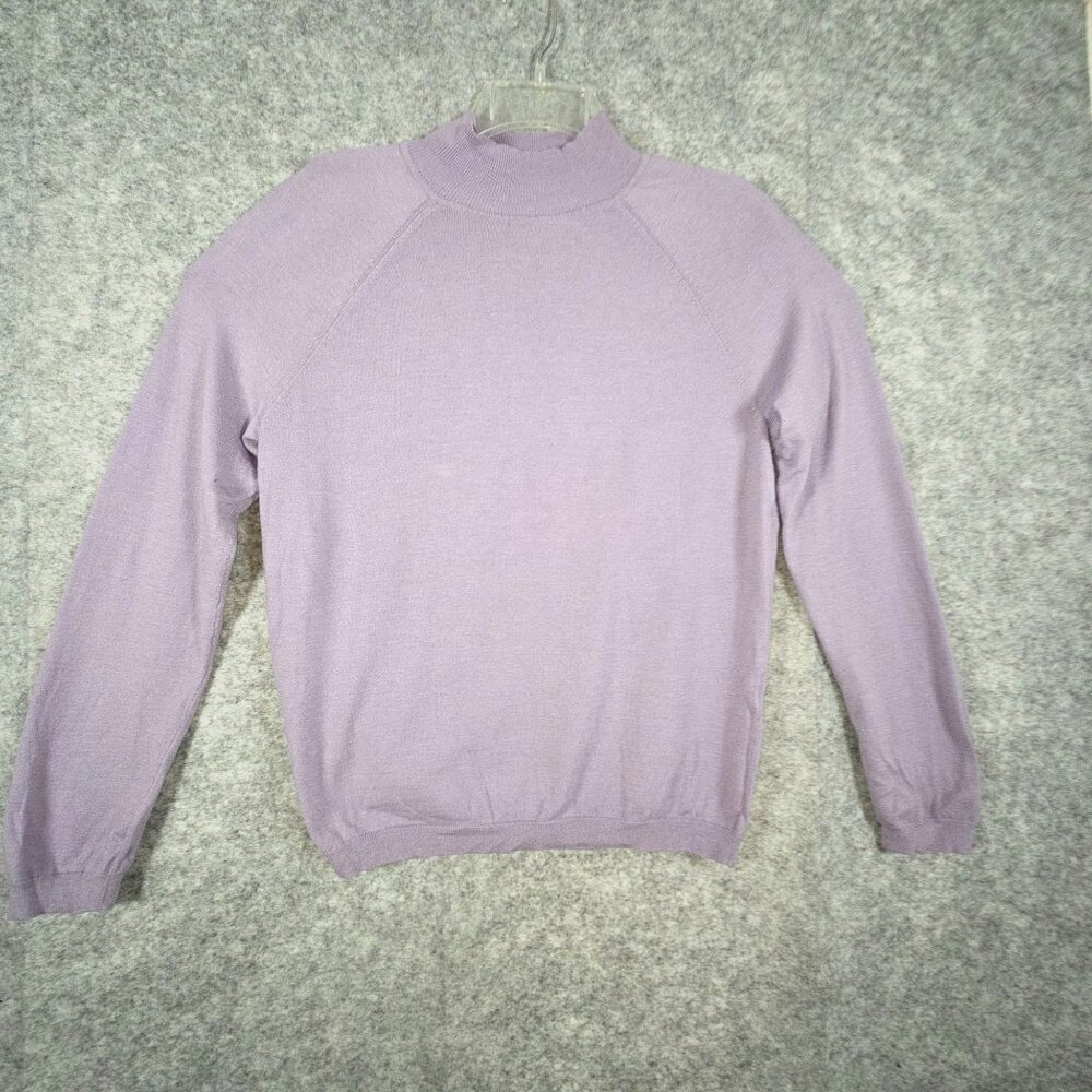 Talbots Knit Sweater Long Sleeve Pullover Mock Neck Purple Women's Size L Office